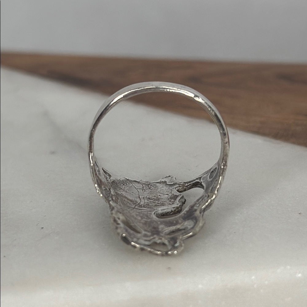 Ornate Estate Silver 925 Filigree Ring with Goddess Design Lot D37 - Picture 5 of 8